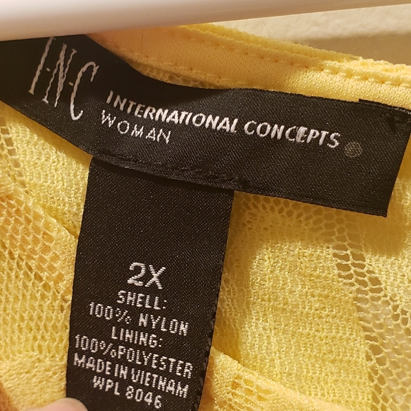 Inc International Concepts Plus Size Yellow Lace-Dot Dress 2X - Picture 4 of 6
